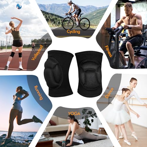 Protective Knee Pads, Thick Sponge Anti-slip,Women's/Men's Knee Pads for Volleyball, Rock Climbing, Cycling, Dancing, Gardening, Gardening, Flooring, House Cleaning, Construction Work with Thick EVA Foam Liner Black L - size: Large