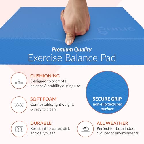 Gurus Balance Pad – High-Density Foam Balance Pad Physical Therapy for Stability & Strength, Exercise Foam Pad for Balancing, Non-Slip Lightweight Trainer for Home Gym & Rehab (Blue) - color: Blue, size: Normal (15.6" x 12.6")