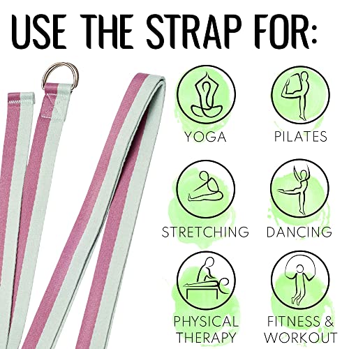 TECEUM 2 IN 1 Yoga & Mat Strap for Stretching – Cotton – 6/8/10 ft - color: Lavender Green, size: 10 ft
