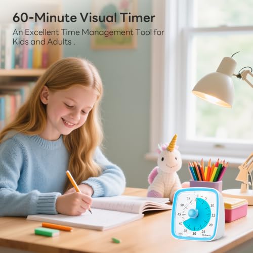 Yunbaoit Visual Timer with Night Light, 60 Minute Countdown, Light Blue - color: Light Blue