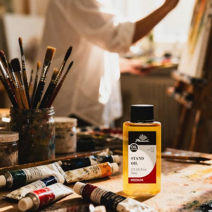PHOENIX Stand Oil 2.5 Fl oz. / 75ml Bottle | Painting Medium Slow Drying, High Gloss Linseed Oil for Glazing - style: Stand Linseed Oil 2.5 Fl Oz.