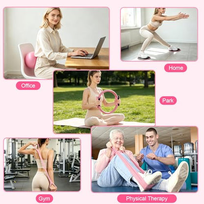 18PCS Home Pilates Kit Equipment for Women with 14'' Pilates Ring and Ball
