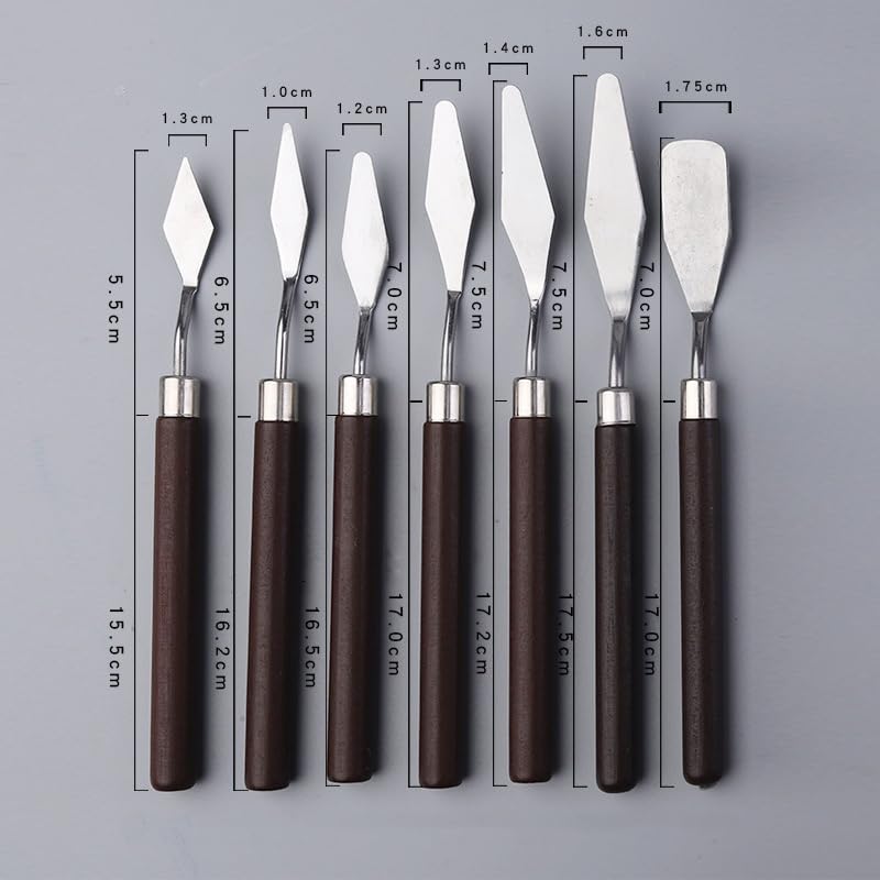 7 PCS Palette Knife Set, Flexible Steel Spatulas for Acrylic & Oil | Stainless Steel Spatulas, Acrylic & Oil, Mixing & Canvas Texturing, For Beginners & Professional Artists - color: Red