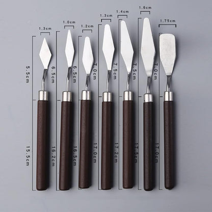 7 PCS Palette Knife Set, Flexible Steel Spatulas for Acrylic & Oil | Stainless Steel Spatulas, Acrylic & Oil, Mixing & Canvas Texturing, For Beginners & Professional Artists - color: Red