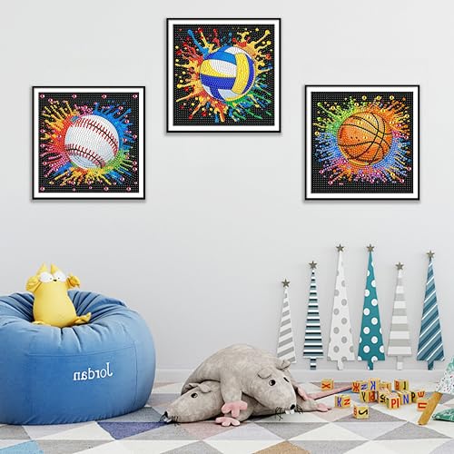 Yunruily 6 Pack Small Diamond Art for Kids - Balls Mini Diamond Painting Kits for Kids,Diamond Art Kits for Kids Ages 4-8-12,Children Gifts and Home Wall 6x6inch - color: ball