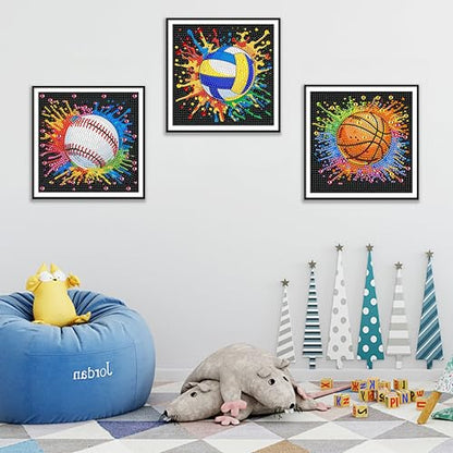 Yunruily 6 Pack Small Diamond Art for Kids - Balls Mini Diamond Painting Kits for Kids,Diamond Art Kits for Kids Ages 4-8-12,Children Gifts and Home Wall 6x6inch - color: ball