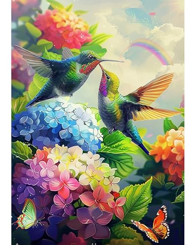 Animal Hummingbird Diamond Art Kits for Adults, Landscape Crafts 5D Diamond Painting Dot Kit for Adult Beginners, Birds DIY Round Dots Full Drill Diamonds Paintings for Home Wall Decor Gifts 12X16 In - color: C13