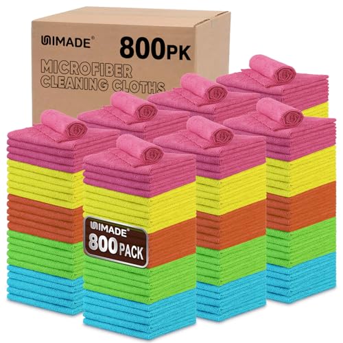 UNIMADE 극세사 클리닝 천, 800PK 상업용 등급 작업 걸레 - color: 멀티컬러., size: 800pk