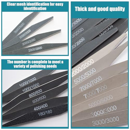 Honoson 20 Pcs Model Sanding Sticks,Low Grits Rating,Double Angle Shape | 3D Print Polishing Sticks, Assorted Grits, Plastic Metal Wood Modeling Polishing Tools for Finishing, Dual-sided Design - style: Double Angle Shape