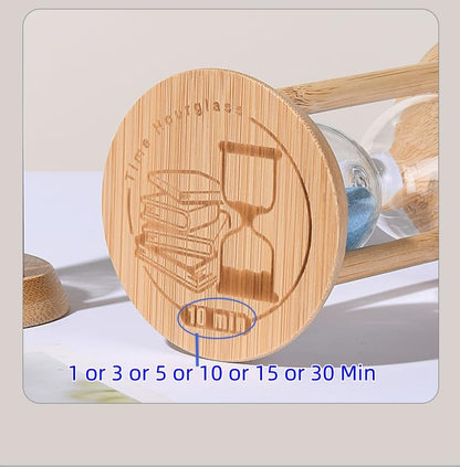 Mini Wooden Sand Timers,100% Bamboo Hourglass Sand Timers 5Min Sandglass Timer for Toothbrush Timer Games Classroom Home Office Cooking（Blue+5Min） - color: Blue, size: 5Min