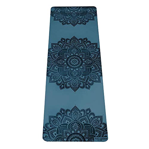 YOGA DESIGN LAB | The Infinity Mat | Luxurious Non-Slip Design Provides Unparalleled Grip to Support and Align You Beautifully | Eco-Friendly | w/Carrying Strap! - color: Mandala Teal, size: 3mm