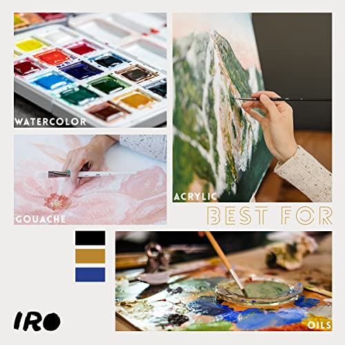 IRO Artist Paint Brush Set of 15 Professional Flat Paint Brushes for Acrylic Painting and Oil Paints. Round Watercolor Paint Brushes and Gouache. Painting Set for Adults Kids. Knife, Sponge, Case