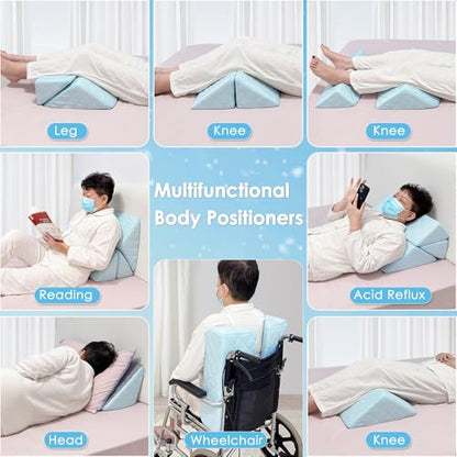 NEPPT Wedge Pillow Body Position Wedges Back Positioning Elevation Pillow Case Pregnancy Bedroom Eevated Body Alignment Ankle Support Pillow Leg Bolster (3-in-1 Cooling) - color: 3-in-1 Cooling