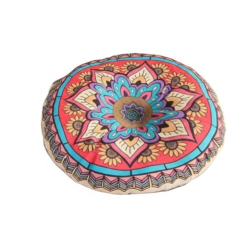 Boho Round Floor Pillow Meditation Cushion, Vibrant Red