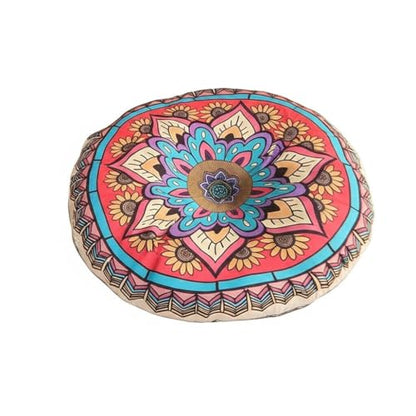 Boho Round Floor Pillow Meditation Cushion, Vibrant Red