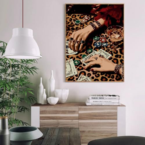 Paint by Numbers Kit for Adults,Leopard Disco Paint by Number 16x20 In | Paint by Number for Beginner,Adult Paint by Number,HD Color Canvas,DIY Tool Kits,Stress Relief Craft,Great Gift,Without Frame - color: MT6218