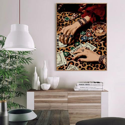 Paint by Numbers Kit for Adults,Leopard Disco Paint by Number 16x20 In | Paint by Number for Beginner,Adult Paint by Number,HD Color Canvas,DIY Tool Kits,Stress Relief Craft,Great Gift,Without Frame - color: MT6218