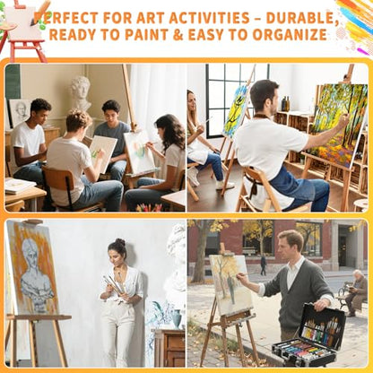 24-Pack Stretched Canvas 8 Sizes 100% Cotton for Acrylic Oil Mixed Media | 100% cotton with natural cottonseed husk, 5/8" deep profile, triple-gesso acid-free white canvas - size: 12"x16", 11"x14", 9"x12", 8"x10", 8"x6", 4"x6"