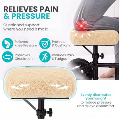 Vive Mobility Knee Scooter Pad Cover - Soft Adult Sheepskin Memory Foam - color: Off-white