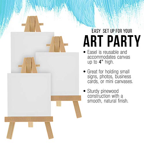 U.S. Art Supply 2" x 2" Stretched Canvas with 5" Mini Easel Kit (12 Pack) - Natural Wooden A-Frame Tabletop Display Stand, Mini Easel Stand - Small Easels for Display, Small Canvases, Crafts, Photos - size: 5" Easel & 2x2 Canvas - 12-pack