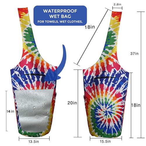 Yoga Mat Bag Carrier for Women Workout Large Waterproof with Zipper Pocket, Keychain and Wide Shoulder Straps - color: rainbow