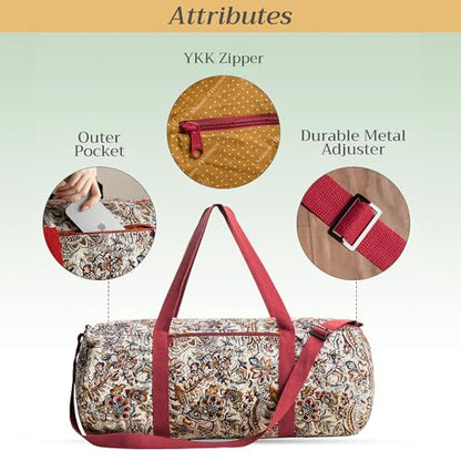 Maison d' Hermine Yoga Mat Duffle Bag Gym Tote Yoga Mat Carry Bag | Cylindrical bag for Woman Men Gifts Adjustable shoulder straps with Drawstring Water Bottle Pocket and zipper pocket - color: Jaipur, style: Yoga Mat Gym Bag