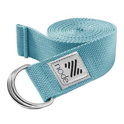 7-1/2' Yoga Strap for Stretching, Woven Cotton Blend Yoga Strap with Adjustable D-Ring Buckle for Exercise, Therapy and Fitness - color: Turquoise