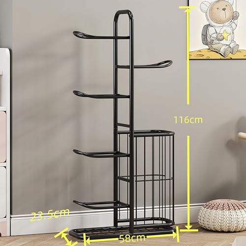 Sports Ball Storage Rack | Adjustable Vertical Stand for Basketball, Soccer, Volleyball & More | Durable Steel Organizer for Garage |5-Ball |45.7 inches, black - size: 5-Balls with Basket