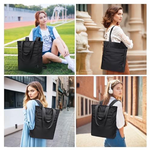 GOLF SUPAGS Foldaway Convertible Tote Backpack Lightweight Nylon Daypack Women Men City Pack Versatile Backpack Leisure, Black - color: Black