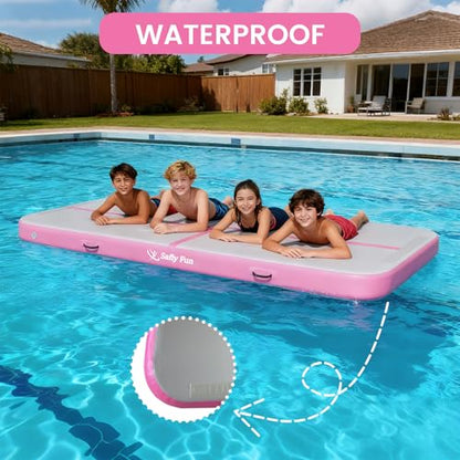 Inflatable Gymnastics Mat 6.6ft/10ft Air Tumble Track Training Mat 4/8 inches Thick Tumbling mat with Electric Pump for Home Use/Tumble/Gym/Training/Cheerleading/Water/Yoga - color: Pink, size: 10ft*3.9ft*4in