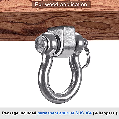 SELEWARE Heavy Duty 180° Swing Hangers, Stainless Steel Eye Screw Bracket, 1800 LB Capacity Playground Yoga Hammock Rope Tire Web Chair Sandbag Punching Bag Porch Swing Sets (6 Pack) - color: U (5 Inch, 6 Pack)