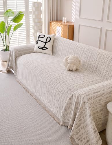 Erke Couch Cover Sheet Blanket for 3-Seat High Backrest Sofa Cushion Slip Covers, L Shape Sectional Furniture Decor Protector, Machine Washable Chenille Slipcover for Pets Dogs Cats - color: Beige Coffee, size: 86" x 134"