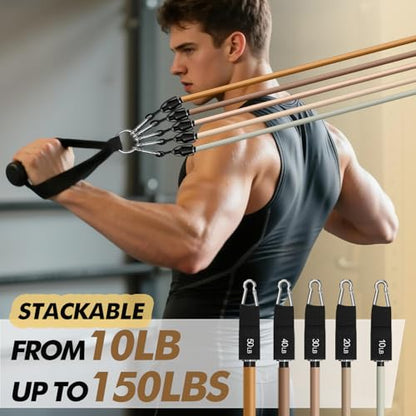 WHATAFIT Resistance Bands with Handles, 5-Level Exercise Bands for Workout - color: Gradient Coffee