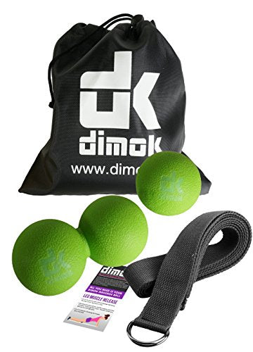 Massage Balls Myofascial Release Pressure Trigger Point Therapy Feet Back Neck Roller Deep Tissue Massage Tools- Peanut Spiky Double Single Lacrosse Ball - color: Green, size: combo and strap