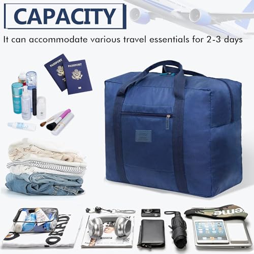 Travel Duffel Bag 12 PCS Foldable Travel Bag Bulk Carry on Luggage Bag Waterproof Tote Sports Gym Bag Lightweight Large Weekender Overnight Bag for Women and Men (Blue 12PCS) - color: Blue 12PCS