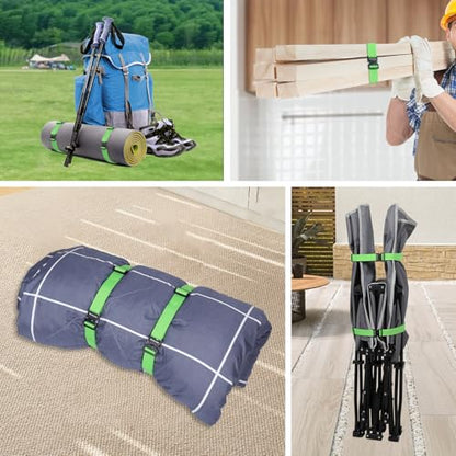 Utility Straps with Metal Quick Release Buckle, Adjustable Nylon Belt Backpack Accessories Sleeping Bag Strap for Hiking, Travel, Outdoor Sports (Green-Metal Buckle, 1" W-48 L) - size: 1"W-48"L
