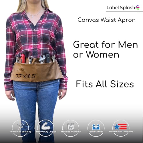 2 Pocket Canvas Work Waist Nail Apron Belt Washable Tool Utility Gardening Woodworkers Roofers Artists & Crafts - color: Caramel 12 Pack