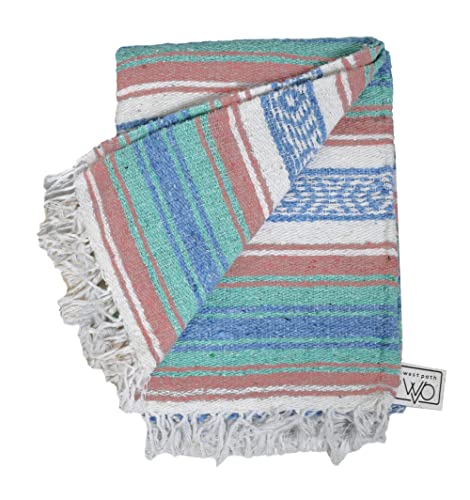 Open Road Goods Multi Color Mexican Falsa Blanket - Handwoven in Mexico - Great for The Beach, Picnics, Yoga, or a Throw! (Beach CT) - color: Beach Ct