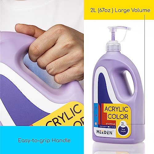 MEEDEN Purple Acrylic Paint with Pump Lid, 1/2 Gallon (2L /67.6 oz.) Soft Body Non-Toxic Rich Pigment Color, Perfect for Art Class, Wall Painting, Painting Party & Creative DIY - color: Purple