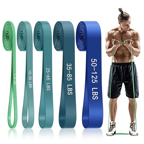 5-Level Resistance Bands for Working Out, Pull Up Assistance Bands - color: Blue Gradient