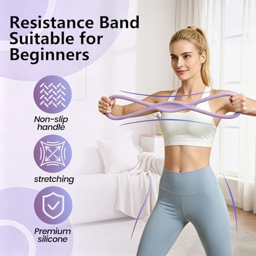 Figure 8 Resistance Band, Figure 8 Resistance Bands for Women Men,Resistance Band Figure for Working Out, Non-Slip Handles, Home Gym, Yoga & Physical Therapy - color: 15 LBS Purple
