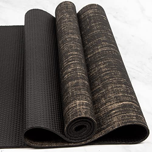 Myga Jute Yoga Mat, High Performance Vegan Floor Exercise Mat, Eco Friendly Biodegradable Yoga Mat with PVC Backing,72" x 24", 0.2" Thickness - color: Black