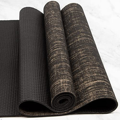 Myga Jute Yoga Mat, High Performance Vegan Floor Exercise Mat, Eco Friendly Biodegradable Yoga Mat with PVC Backing,72" x 24", 0.2" Thickness - color: Black