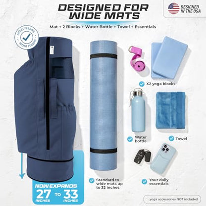 MAGNILAY Expandable Yoga Mat Bag, Adjustable Strap, Black, Large - color: Navy Blue