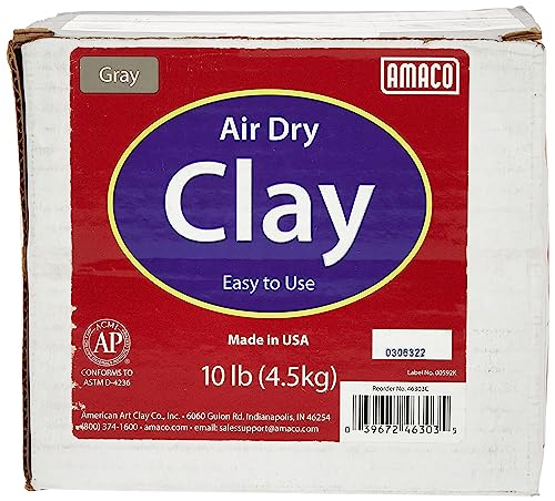 AMACO 4630-3C Air Dry Modeling Clay, Gray, 10 Pound (Pack of 2) - size: 10 Pound (Pack of 2)