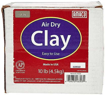 AMACO 4630-3C Air Dry Modeling Clay, Gray, 10 Pound (Pack of 2) - size: 10 Pound (Pack of 2)