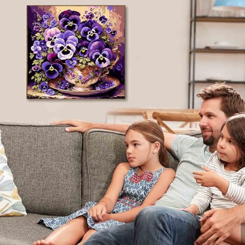 VIGEGU Flower Paint by Numbers Kit for Adults - Butterfly Orchid Paint by Number for Beginner DIY Adult Paint by Number Kits on Canvas,Oil Number Painting Kits for Home Decor 16x16inch - color: 1-Paint by Number0304-2