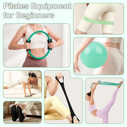 Hoedia Pilates Kit for Women, Pilates Equipment Ring and Ball Set - color: Green