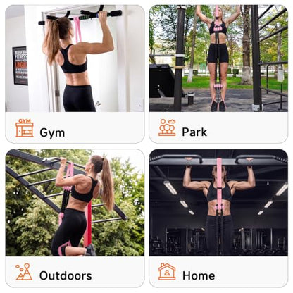 Innstar Pull Up Assistance Bands, Heavy Duty Resistance Band for Pull Up Assist, Adjustable Resistance 165-265lbs with Fabric Feet/Knee Rest, Pull Up Bands Assistance Bands - color: Pink 265lbs adjustable