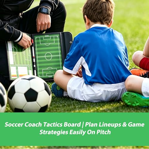 Soccer Coaching Board Magnetic Double Sided Dry Erase Soccer Tactics Board with Player Magnets, Markers and Hanging Hooks, Foldable Soccer Coach Strategy Board - color: Folding Soccer Coach Board